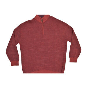 Jake Austin Big & Tall Size 6XL Men's Half-Zip Ribbed Sweater Maroon